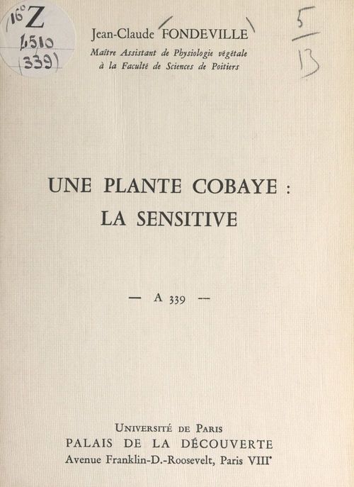 ebook cover of Une plante cobaye : la sensitive, by Jean-Claude Fondeville