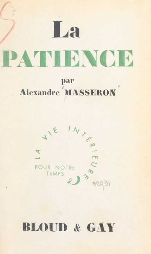 Couverture ebook de La patience, de Alexandre Masseron