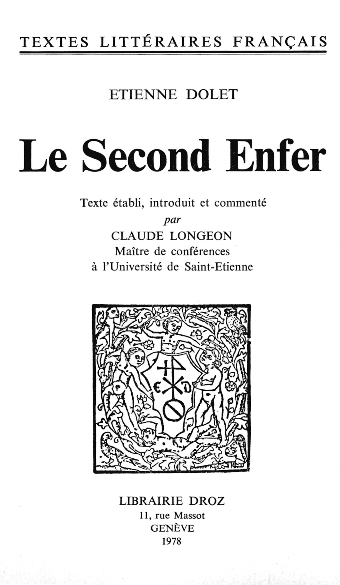 Couverture ebook de Le Second Enfer, de Dolet  Tienne