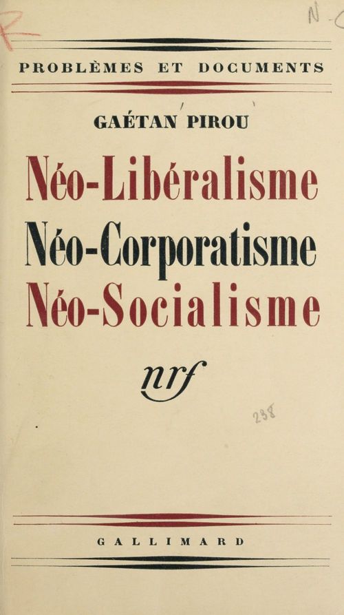 ebook cover of Néo-libéralisme, néo-corporatisme, néo-socialisme, by Gaetan Pirou