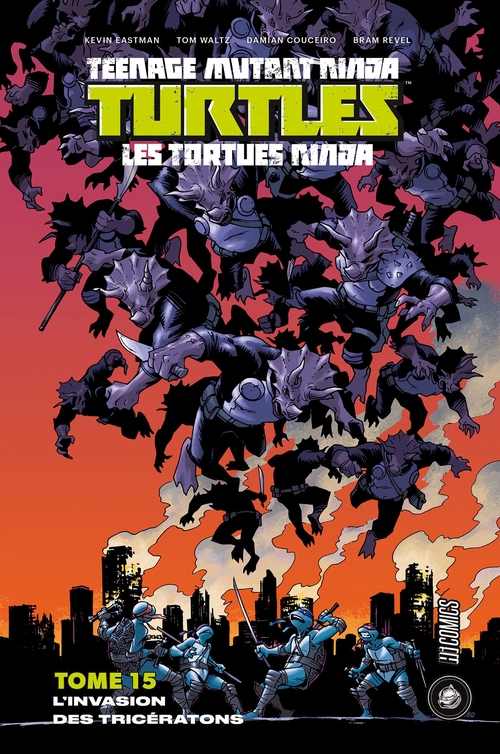 Couverture ebook de Les Tortues Ninja - TMNT, T15 : L'Invasion des Tricératons, de Damian Couceiro, Bobby Curnow, Kevin Eastman, Tom Waltz