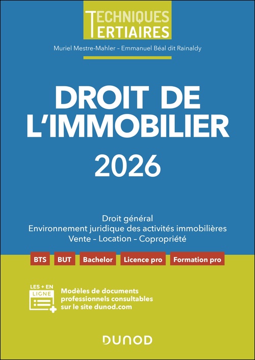 Couverture ebook de Droit de l'immobilier 2026, de Emmanuel Béal dit Rainaldy, Nadège Licoine Hucliez, Muriel Mestre-Mahler