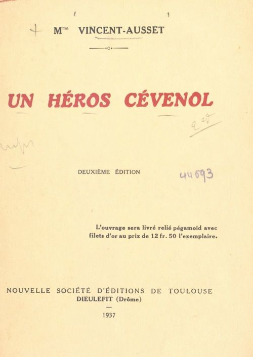ebook cover of Un héros cévenol, by Vincent-Ausset