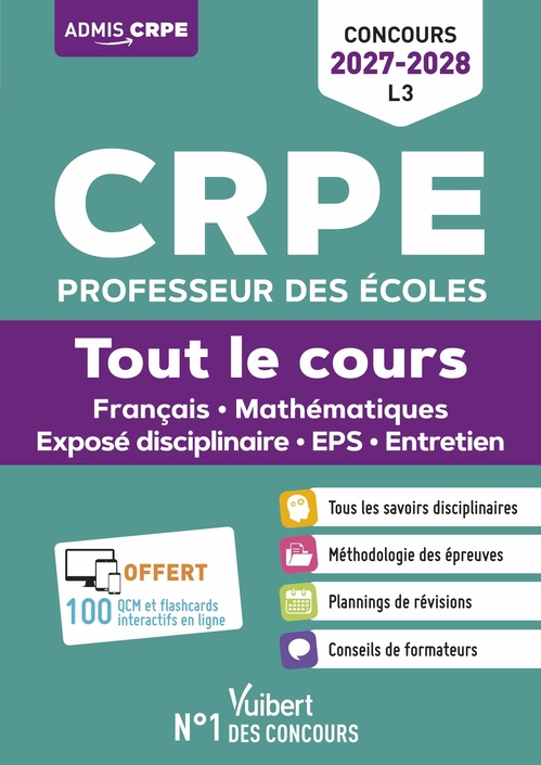 Couverture ebook de CRPE 2027-2028 - L3 - Tout le cours : épreuves écrites et orales, de André Mul, Marc Loison, Eric Greff, Isabelle Pasquier, Audrey Hennart, Haimo Groenen