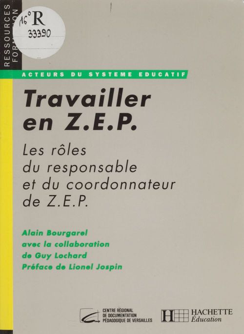 Couverture ebook de Travailler en ZEP, de Alain Bourgarel
