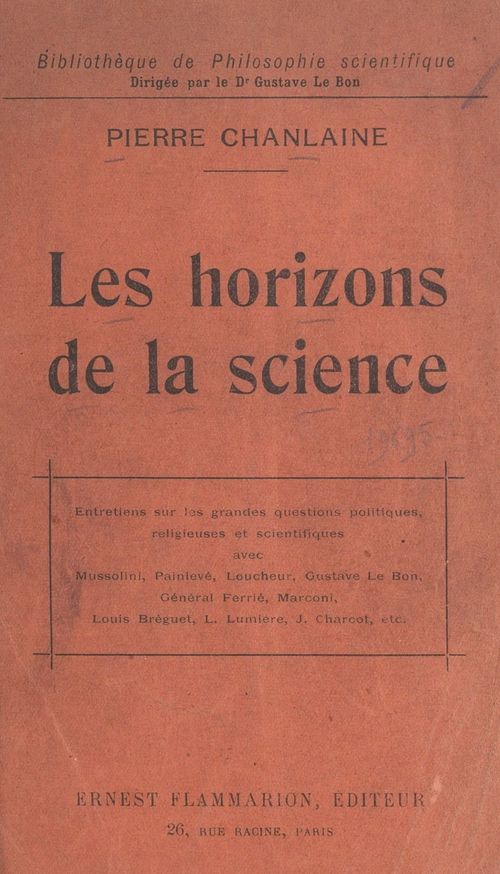 Couverture ebook de Les horizons de la science, de Pierre Chanlaine