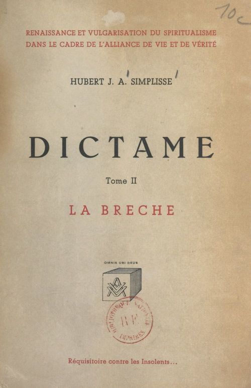 ebook cover of Dictame (2), by Hubert J. A. Simplisse