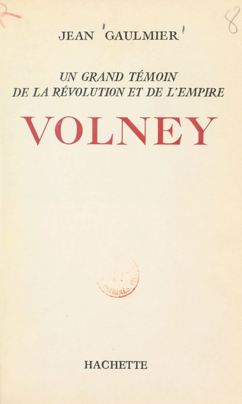 ebook cover of Volney, by Jean Gaulmier