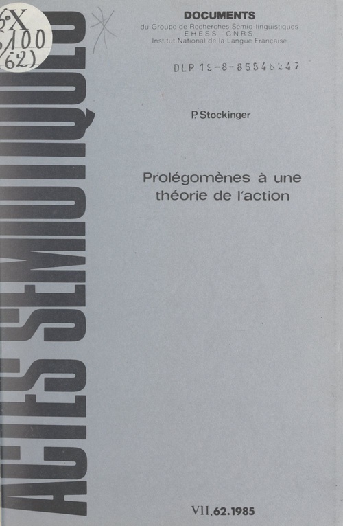Couverture ebook de Prolégomènes à une théorie de l'action, de Peter Stockinger
