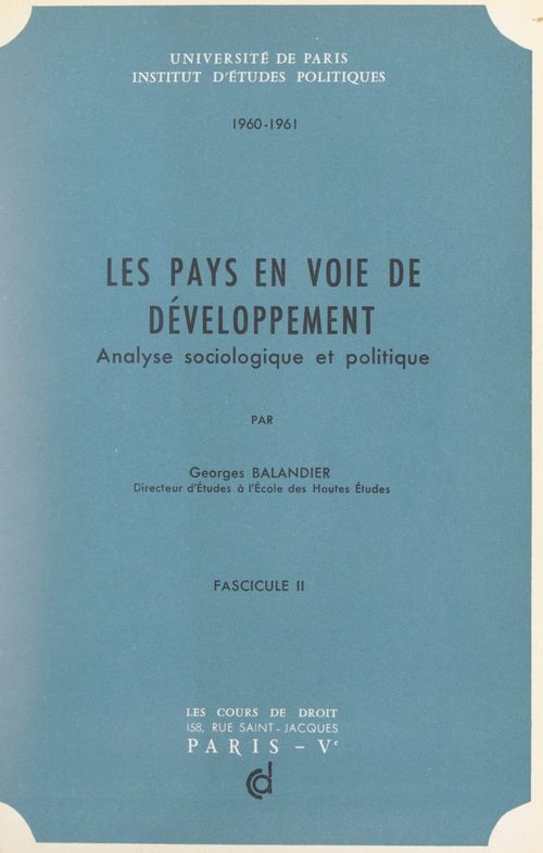 ebook cover of Les pays en voie de développement (2), by Georges Balandier