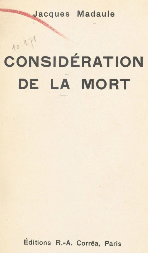 Couverture ebook de Considération de la mort, de Jacques Madaule