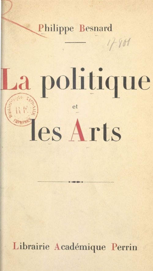 ebook cover of La politique et les arts, by Philippe Besnard