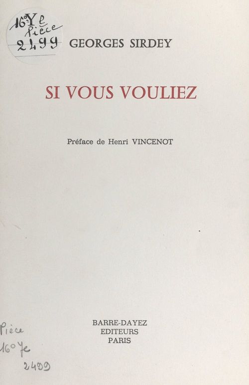 ebook cover of Si vous vouliez, by Georges Sirdey