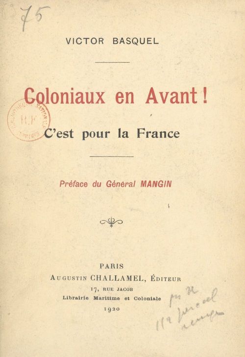 Couverture ebook de Coloniaux en avant !, de Victor Basquel
