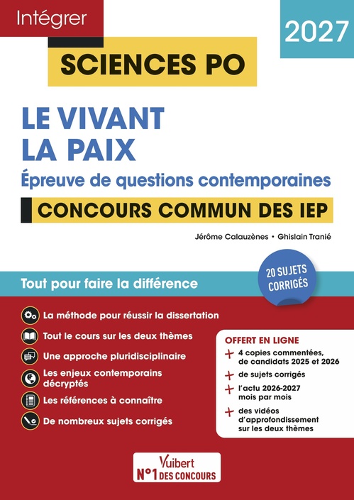 ebook cover of Sciences Po - Questions contemporaines - Thème 2026 + Thème 2027 - Concours commun des IEP 2027, by Jérôme Calauzènes, Ghislain Tranié