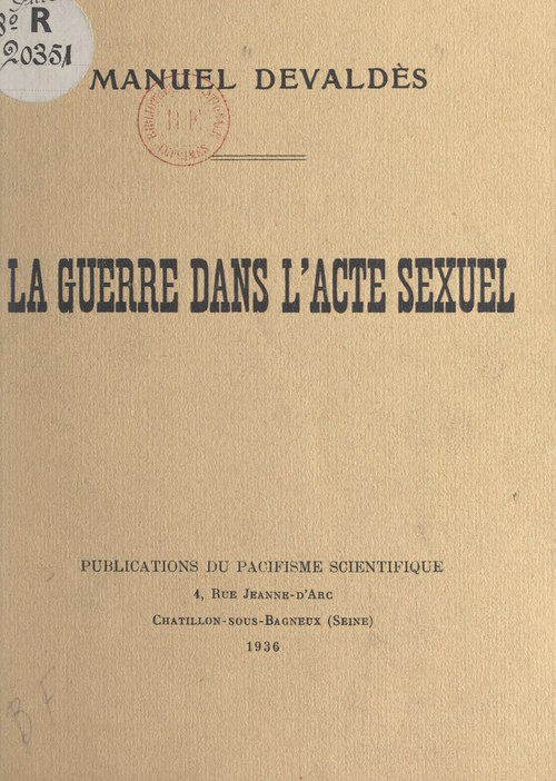 Couverture ebook de La guerre dans l'acte sexuel, de Manuel Devaldès