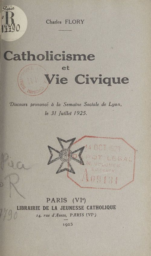 ebook cover of Catholicisme et vie civique, by Charles Flory
