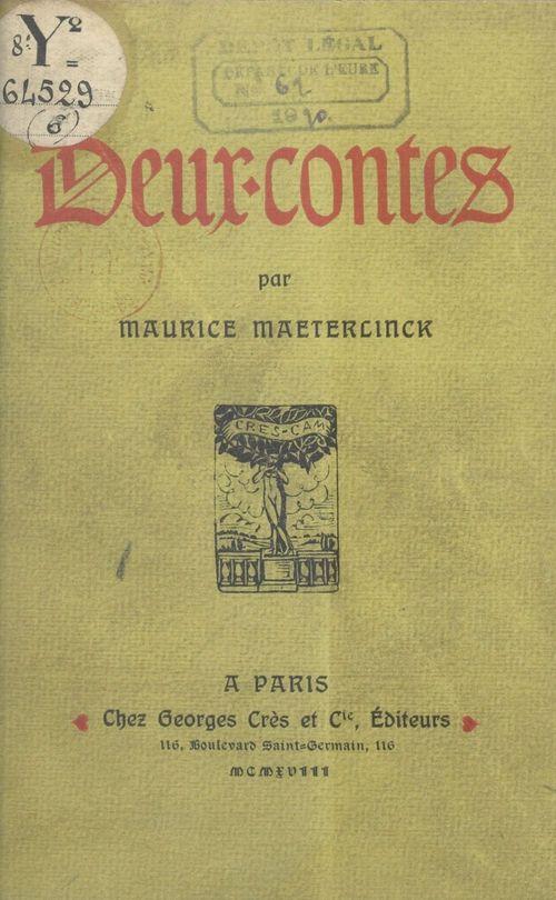 Couverture ebook de Deux-contes, de Maurice Maeterlinck