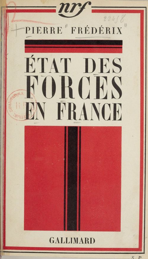 ebook cover of État des forces en France, by Pierre Frederix