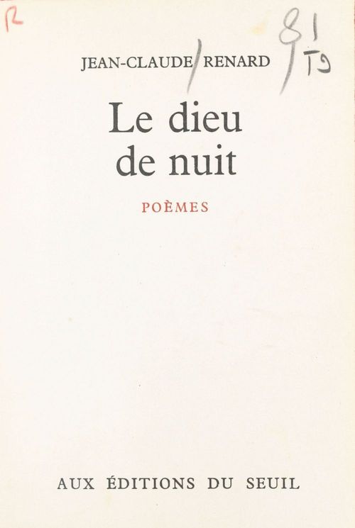 ebook cover of Le dieu de nuit, by Jean-Claude Renard