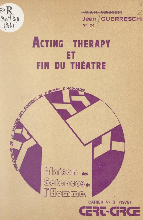 Couverture ebook de Acting therapy et fin du théâtre, de Jean Guerreschi