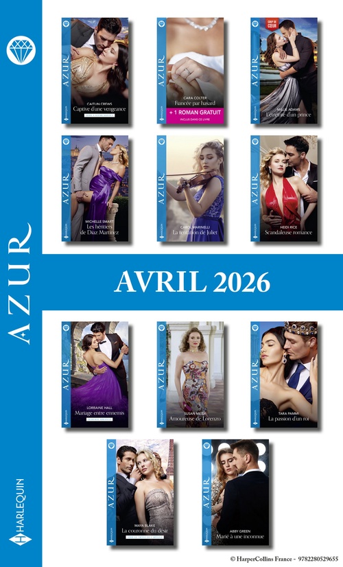 Couverture ebook de Pack mensuel Azur - 11 romans + 1 titre gratuit (Avril 2026), de Collectif
