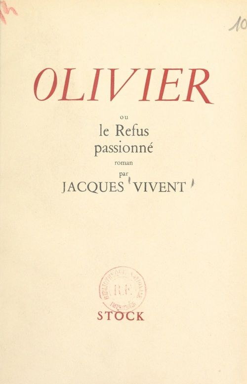 ebook cover of Olivier, by Jacques Vivent