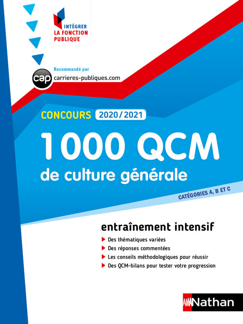 Couverture ebook de 1 000 QCM Culture générale - Concours 2020-2021 - N° 28 - Catégories ABC - (IFP) - (EFL3) - 2020, de Sylvie Grasser, Pascal Joly