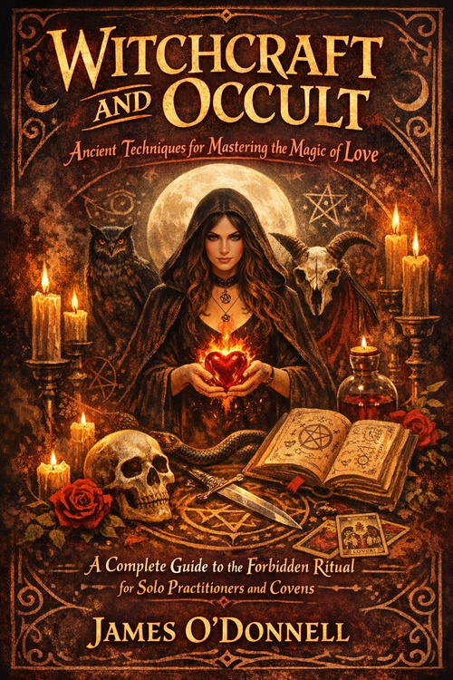 Couverture ebook de Witchcraft and Occult: Ancient Techniques for Mastering the Magic of Love, de James O'Donnell