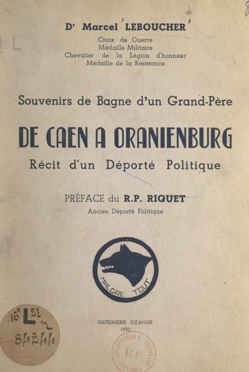 ebook cover of De Caen à Oranienburg, récit d'un déporté politique, by Marcel Leboucher