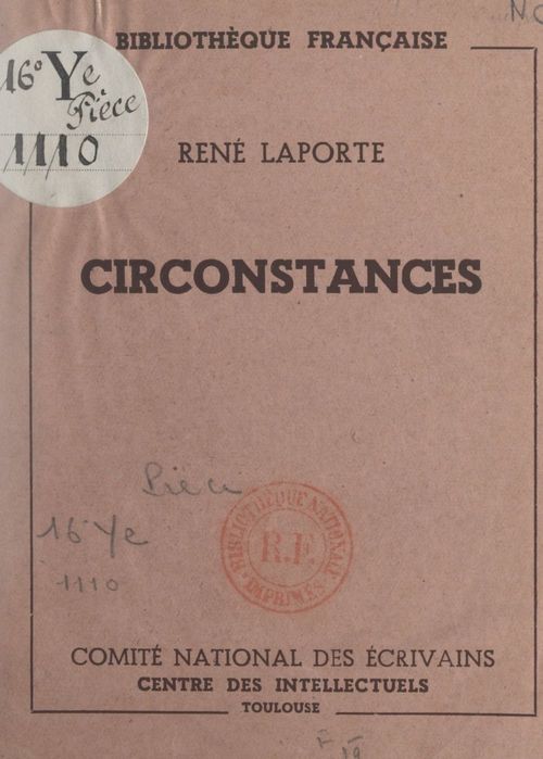 Couverture ebook de Circonstances, de Rene Laporte