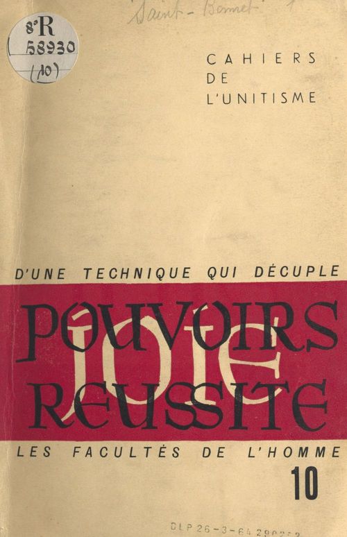 Couverture ebook de D'une technique ésotérique qui décuple les facultés de l'homme, de Georges Saint-Bonnet
