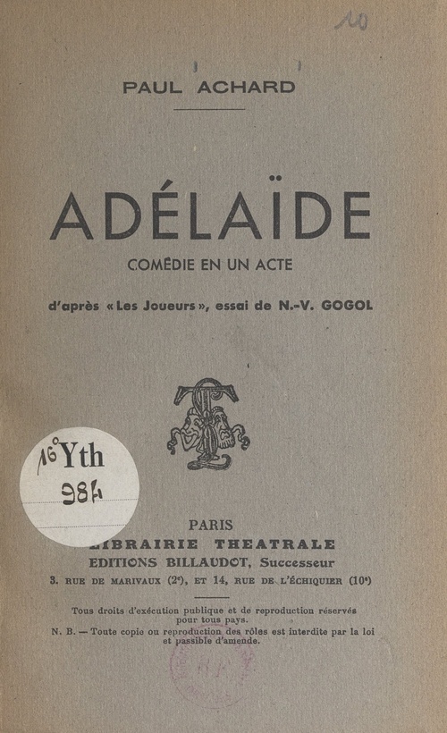 Couverture ebook de Adélaïde, de Paul Achard