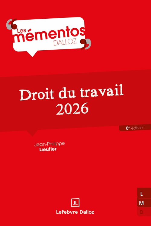 Couverture ebook de Droit du travail 2026 8ed, de Jean-philippe Lieutier