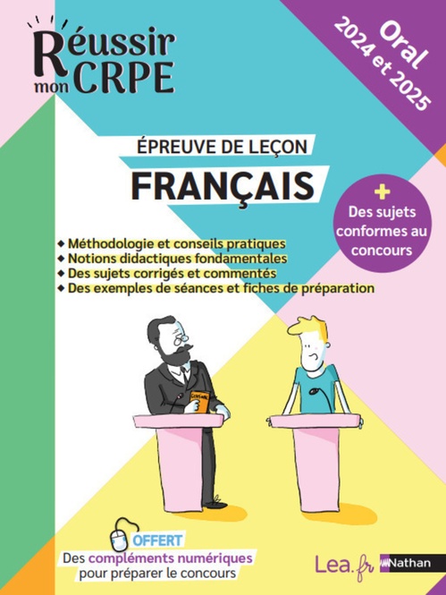 Couverture ebook de Ebook - Réussir mon CRPE oral 2024 et 2025 - Français épreuve de leçon + Offerts, des contenus numériques pour préparer le concours, de Sylvie Méric-Pons, Anne-Rozenn Morel