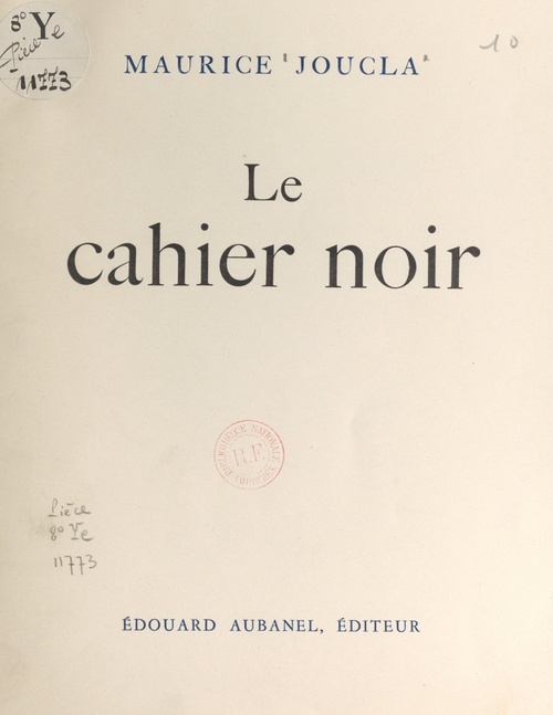 Couverture ebook de Le cahier noir, de Maurice Joucla