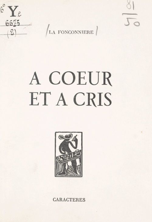 ebook cover of À coeur et à cris, by La Fonconniere