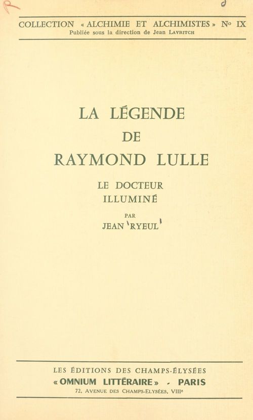 ebook cover of La légende de Raymond Lulle, by Jean Ryeul