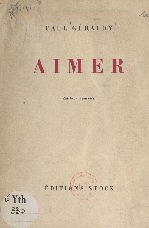 ebook cover of Aimer, by Paul Geraldy