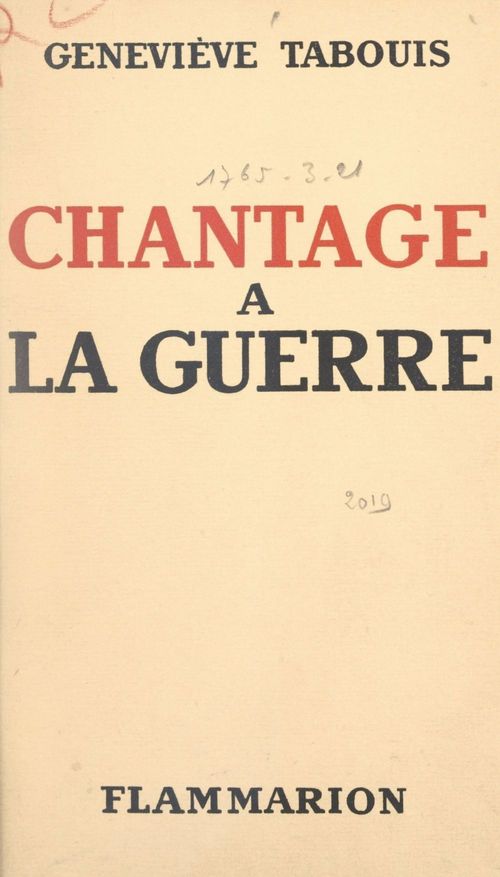 Couverture ebook de Chantage à la guerre, de Genevieve Tabouis
