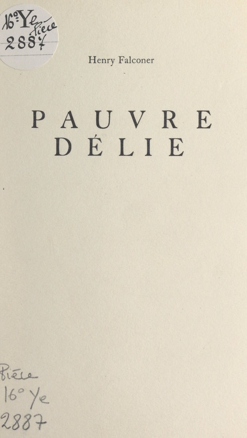 Couverture ebook de Pauvre Délie, de Henry Falconer