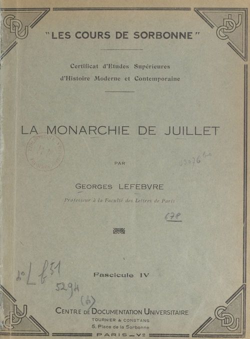 Couverture ebook de La Monarchie de Juillet, de Georges Lefebvre