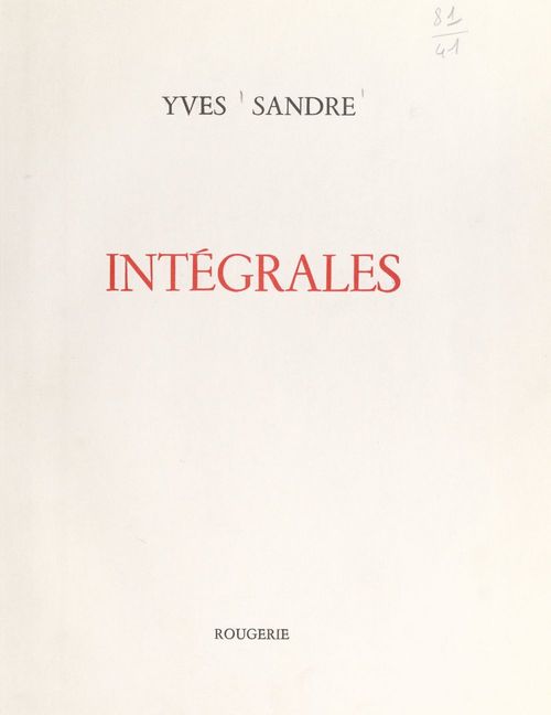 Couverture ebook de Intégrales, de Yves Sandre