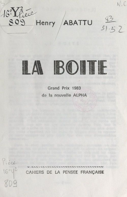Couverture ebook de La boîte, de Henry Abattu