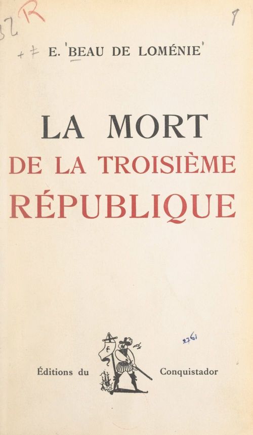 Couverture ebook de La mort de la Troisième République, de Emmanuel Beau De Lomenie
