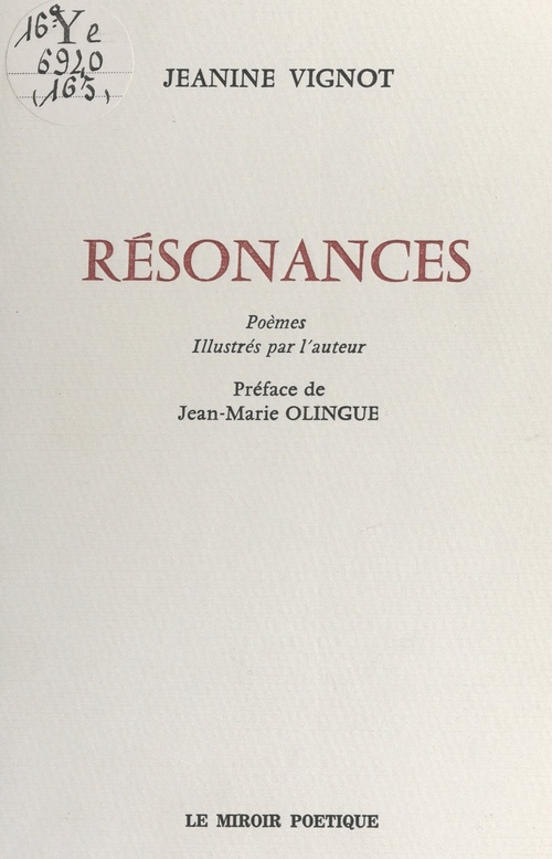 Couverture ebook de Résonances, de Jeanine Vignot