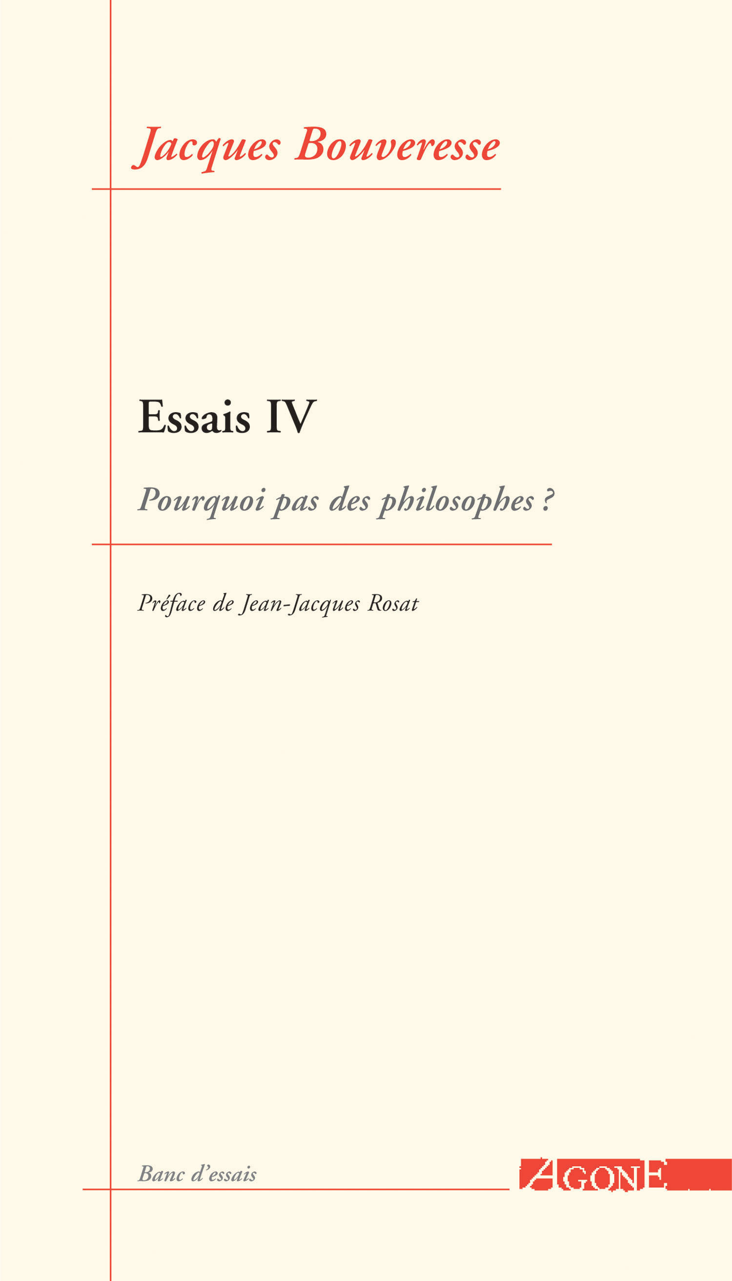 Couverture ebook de Essais IV, de Jacques Bouveresse