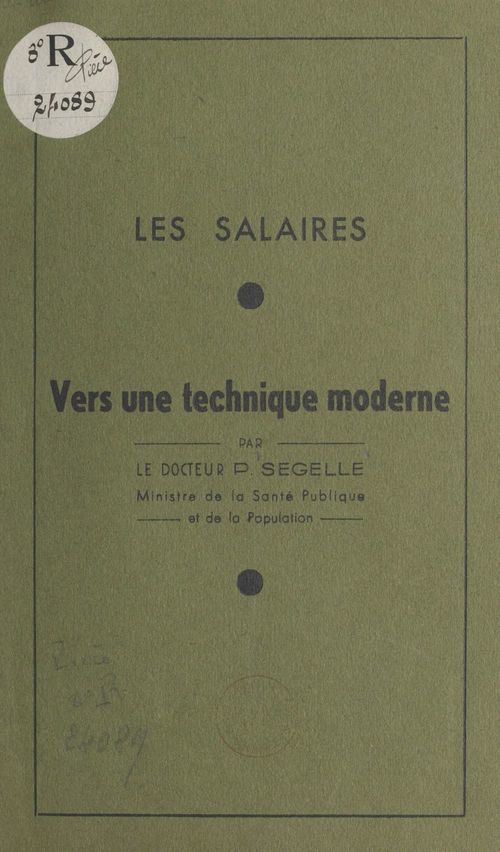 ebook cover of Les salaires, by Pierre Segelle