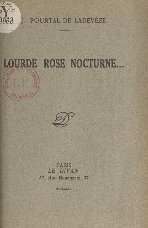 ebook cover of Lourde rose nocturne..., by Jean Pourtal De Ladeveze