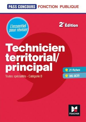 Couverture ebook de Pass'Concours - Technicien territorial / principal - 2e édition - Révision et entrainenement, de Dominique Berville